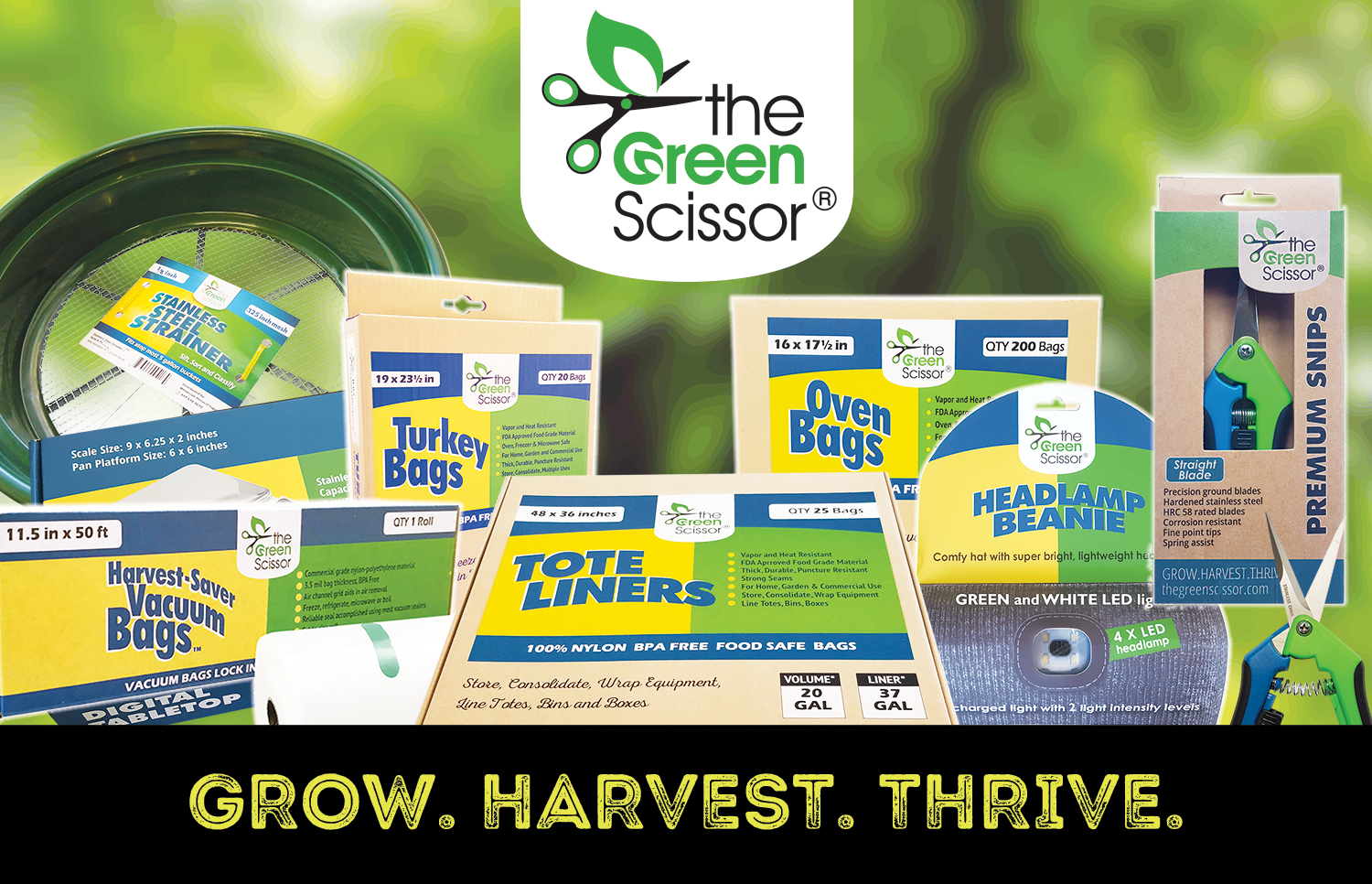 The Green Scissor Brand: GROW. HARVEST. THRIVE.